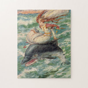 Vintage Frank C. Pape Meerjungfrau-Kunst Puzzle