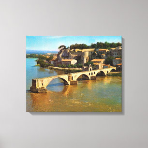 Vintage Frankreich, Avignon, zerstörte Brücke Leinwanddruck