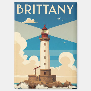 Vintage Frankreich Bretagne Leuchtturm Postkarte Magnet