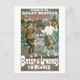 Vintage-Frankreich-England-Zug-Reise-Werbung Postkarte