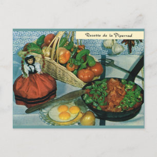Vintage Frankreich, Essen, Rezept für Piperrad Postkarte