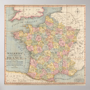 Vintage-Frankreich-Kartenposter Poster