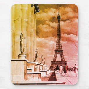 Vintage Frankreich Paris Eiffelturm Chaillot-Palas Mousepad