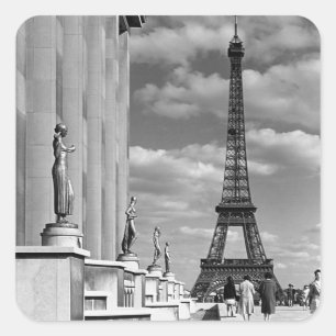 Vintage Frankreich Paris Eiffelturm Chaillot-Palas Quadratischer Aufkleber