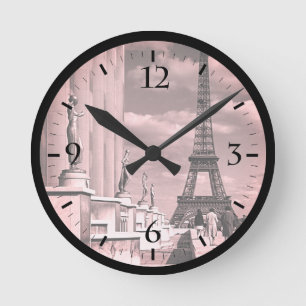 Vintage Frankreich Paris Eiffelturm Chaillot-Palas Runde Wanduhr
