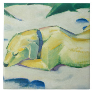 Vintage Franz Marc Hund liegt im Schnee Fliese