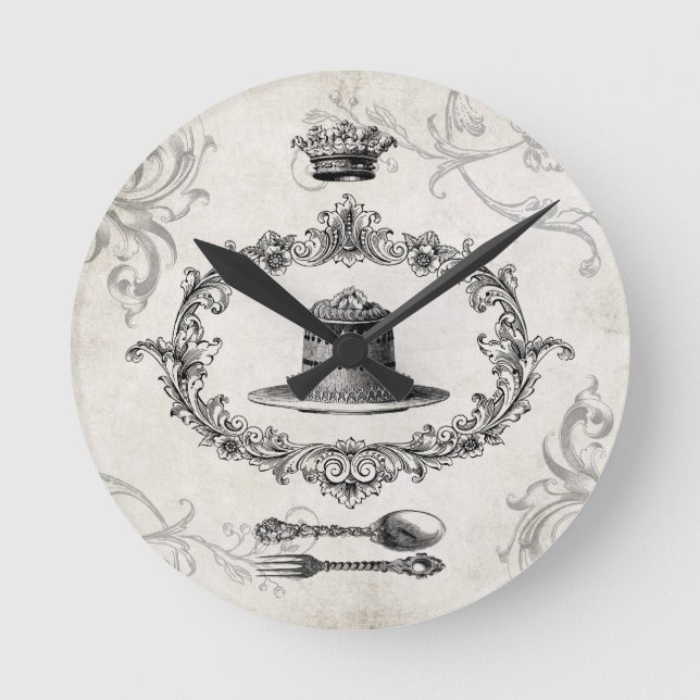 Vintage Franzose-Kuchenwanduhr Runde Wanduhr (Vorderseite)