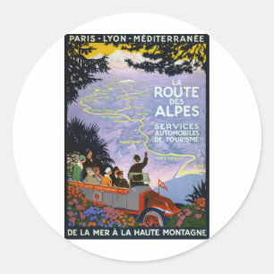 Vintage Franzose-Reise-Plakat-Kunst Runder Aufkleber