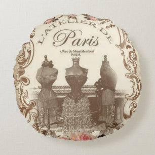 Vintage Franzosen Rundes Kissen