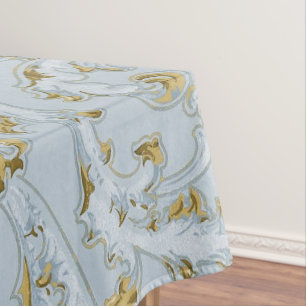Vintage Französisch Blassblau Goldrolle Elegant Ch Tischdecke