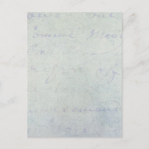 Vintage Französisch Blau Script Grunge Pergament 1 Postkarte