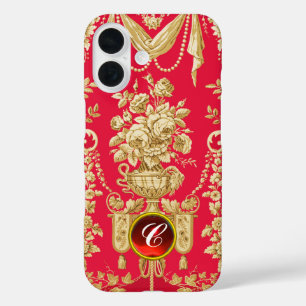 VINTAGE FRANZÖSISCH BLUMEN,BLUMENVASEN,ROSA rote G iPhone 16 Hülle