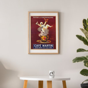 Vintage Französisch Cafe Werbung Repro. Art Deco Poster