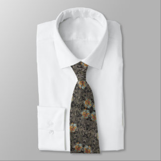 Vintage Französisch Grau Schwarz Floral Krawatte