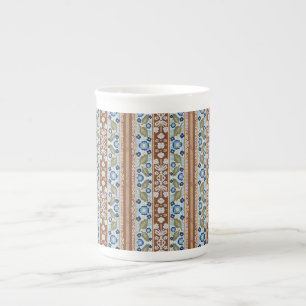 Vintage französisch inspirierte gestreifte Blumen- Prozellantasse
