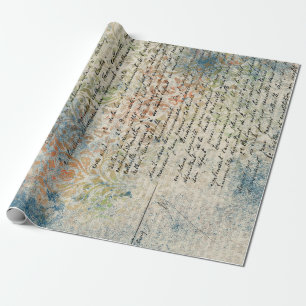 Vintage französisch inspiriertes pastellblaues Ges Geschenkpapier