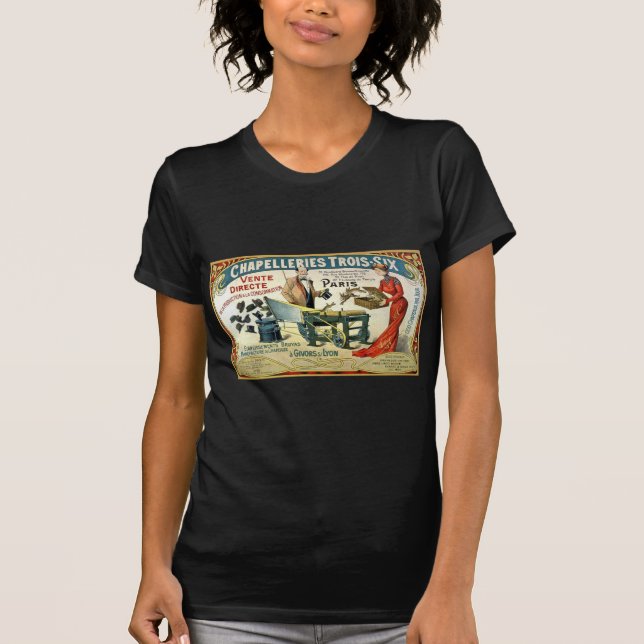 Vintage französische Anzeige Chapelleries 1890 T-Shirt (Vorderseite)