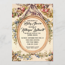 Vintage französische Aquarellweine Rose in Blumenw Einladung