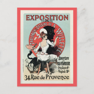 Vintage französische Art Nouveau-Ausstellungsanzei Postkarte