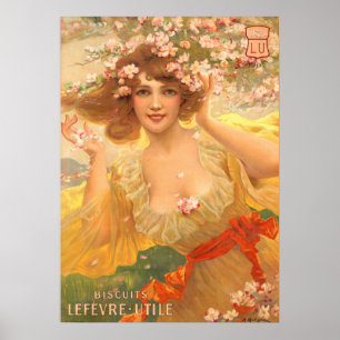Vintage französische Art Nouveau-Werbung mit Frau Poster