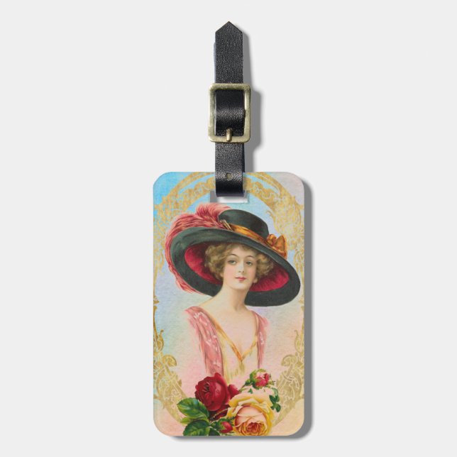 Vintage französische Bag-Tag Gepäckanhänger (Vorderseite vertikal)