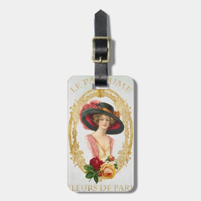 Vintage französische Bag-Tag Gepäckanhänger (Vorderseite vertikal)