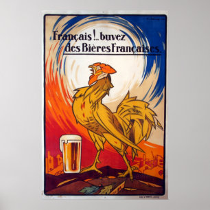 Vintage französische Bierwerbung Poster