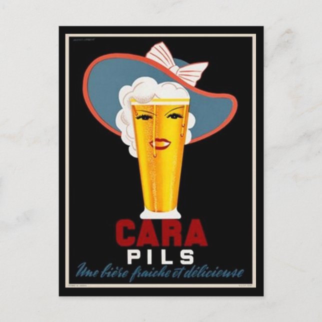 Vintage französische Bierwerbung Postkarte (Vorderseite)