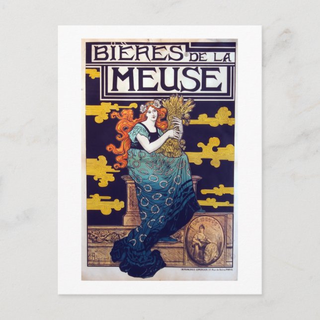 Vintage französische Bierwerbung Postkarte (Vorderseite)