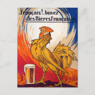 Vintage französische Bierwerbung Postkarte