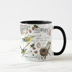 Vintage französische Birds-Kaffee-Tasse Tasse