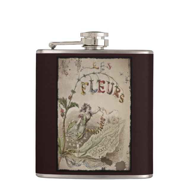 Vintage französische Blume Fairy Flachmann (Vorderseite)