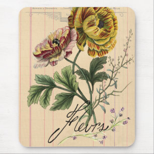 Vintage französische Blumen Digitale Collage Mousepad