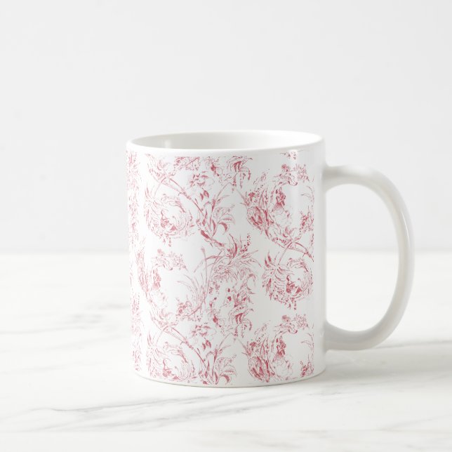 Vintage französische Blumenfantasie-Toile-Pink Kaffeetasse (Rechts)