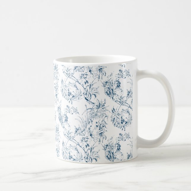 Vintage französische Blumenfantasiewelt-blau Kaffeetasse (Rechts)