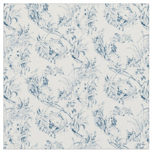 Vintage französische Blumenfantasiewelt-blau Stoff