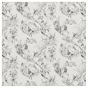 Vintage französische Blumenfantasy Toile-Black Stoff