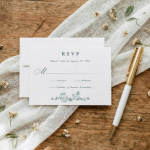 Vintage französische Blumenhochzeit in Smaragdgrün RSVP Karte