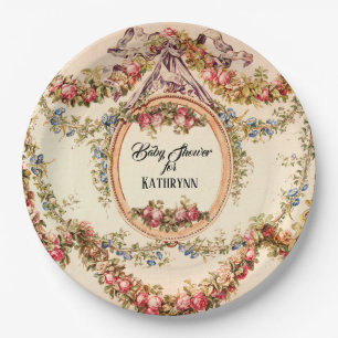 Vintage französische Blumenreben der Pappteller