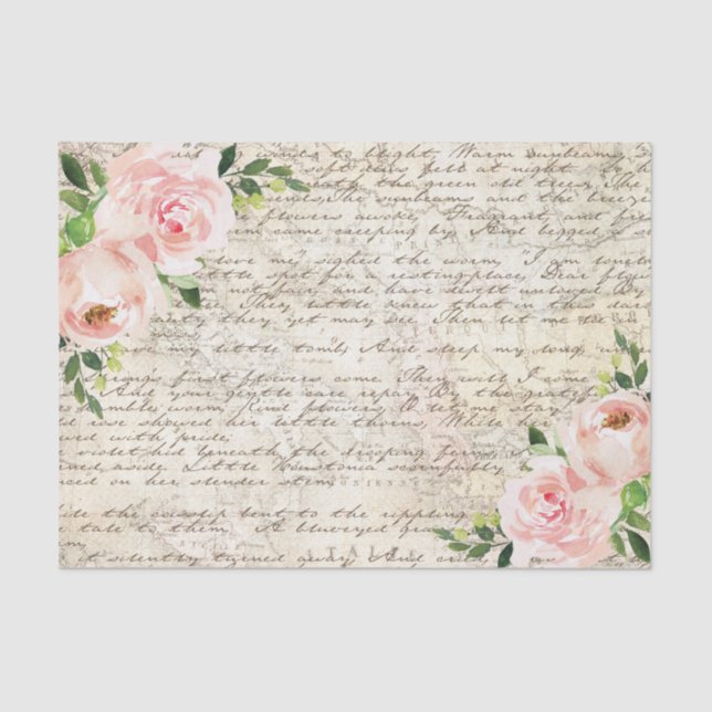 Vintage französische Blumenzwiebeln-Rose Seidenpapier (Vorderseite)