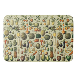 Vintage Französische Botanische Obstplakate Kunst Badematte