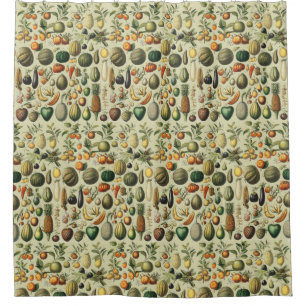 Vintage Französische Botanische Obstplakate Kunst Duschvorhang