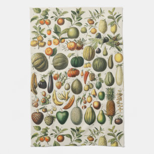 Vintage Französische Botanische Obstplakate Kunst Geschirrtuch