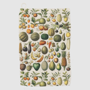 Vintage Französische Botanische Obstplakate Kunst Golfhandtuch