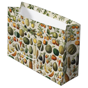 Vintage Französische Botanische Obstplakate Kunst Große Geschenktüte