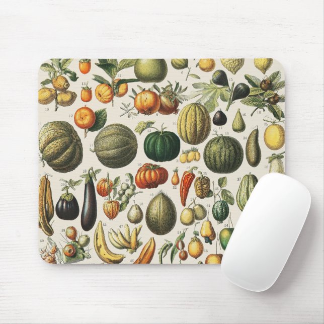 Vintage Französische Botanische Obstplakate Kunst Mousepad (Mit Mouse)