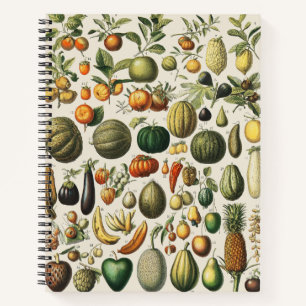 Vintage Französische Botanische Obstplakate Kunst Notizbuch