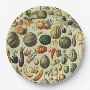 Vintage Französische Botanische Obstplakate Kunst Pappteller