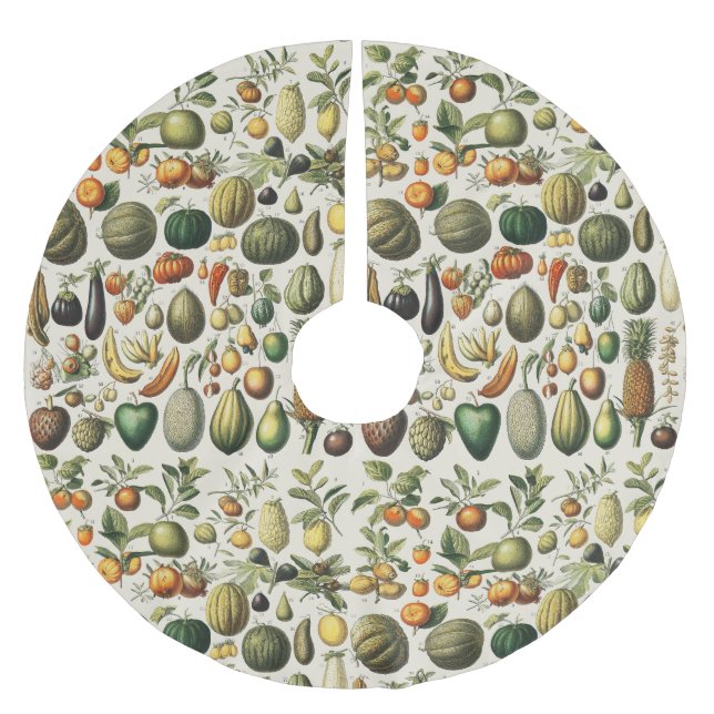 Vintage Französische Botanische Obstplakate Kunst Polyester Weihnachtsbaumdecke (Vorderseite)