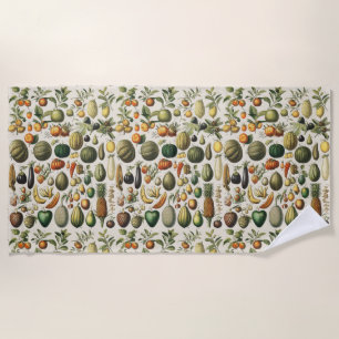 Vintage Französische Botanische Obstplakate Kunst Strandtuch